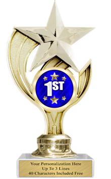 Trophy: 7", 2x3 white marble base, Holder w/ mylar 1