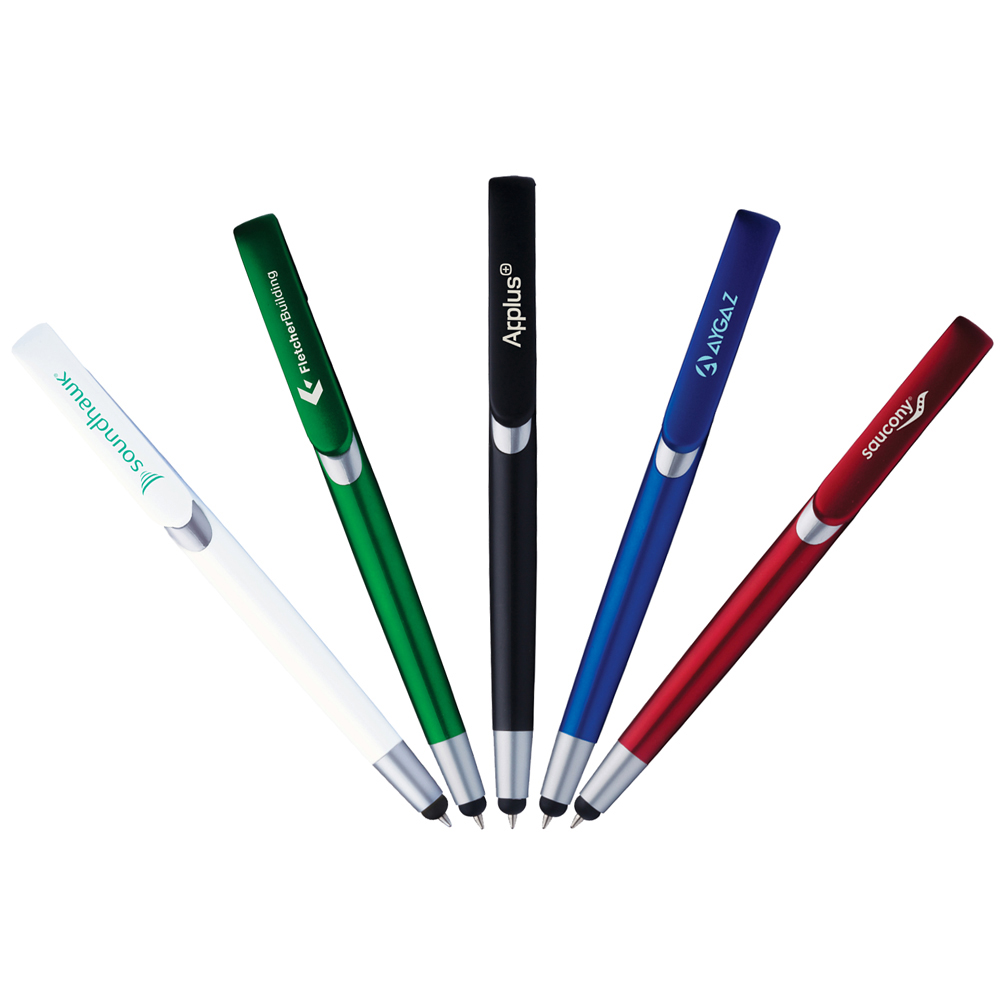 Clipper Click Action Ballpoint Pen w/Stylus