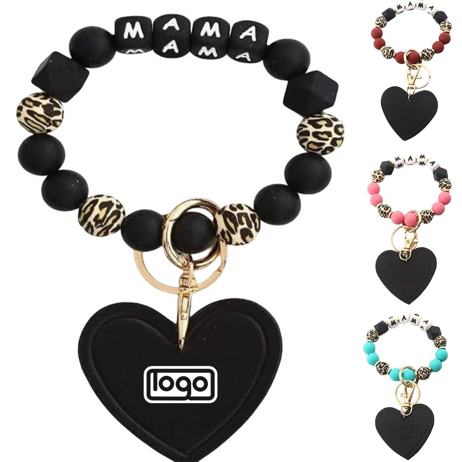 Silicone Beaded Bracelet Keychain 1