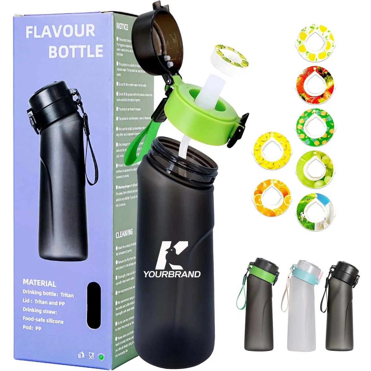 750ML BPA Free Flavour Capsules Air Drinking Water Bottle 6