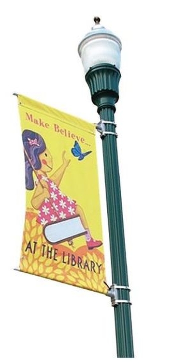 30"x96" Complete Unit Street Pole Banner w/ Metal Hardware 1