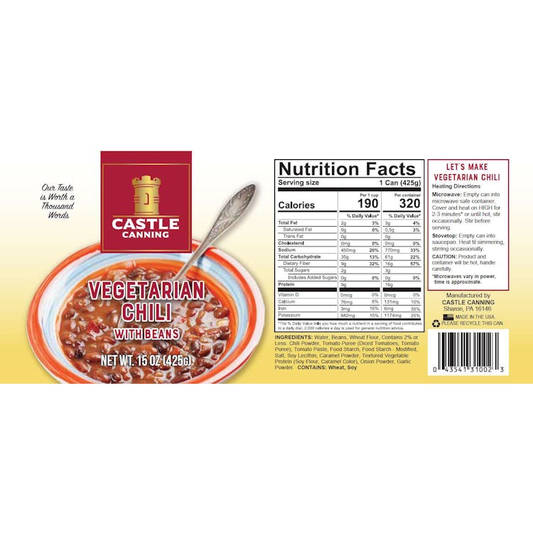 Canned Vegetarian Chili- Full Pallet 2