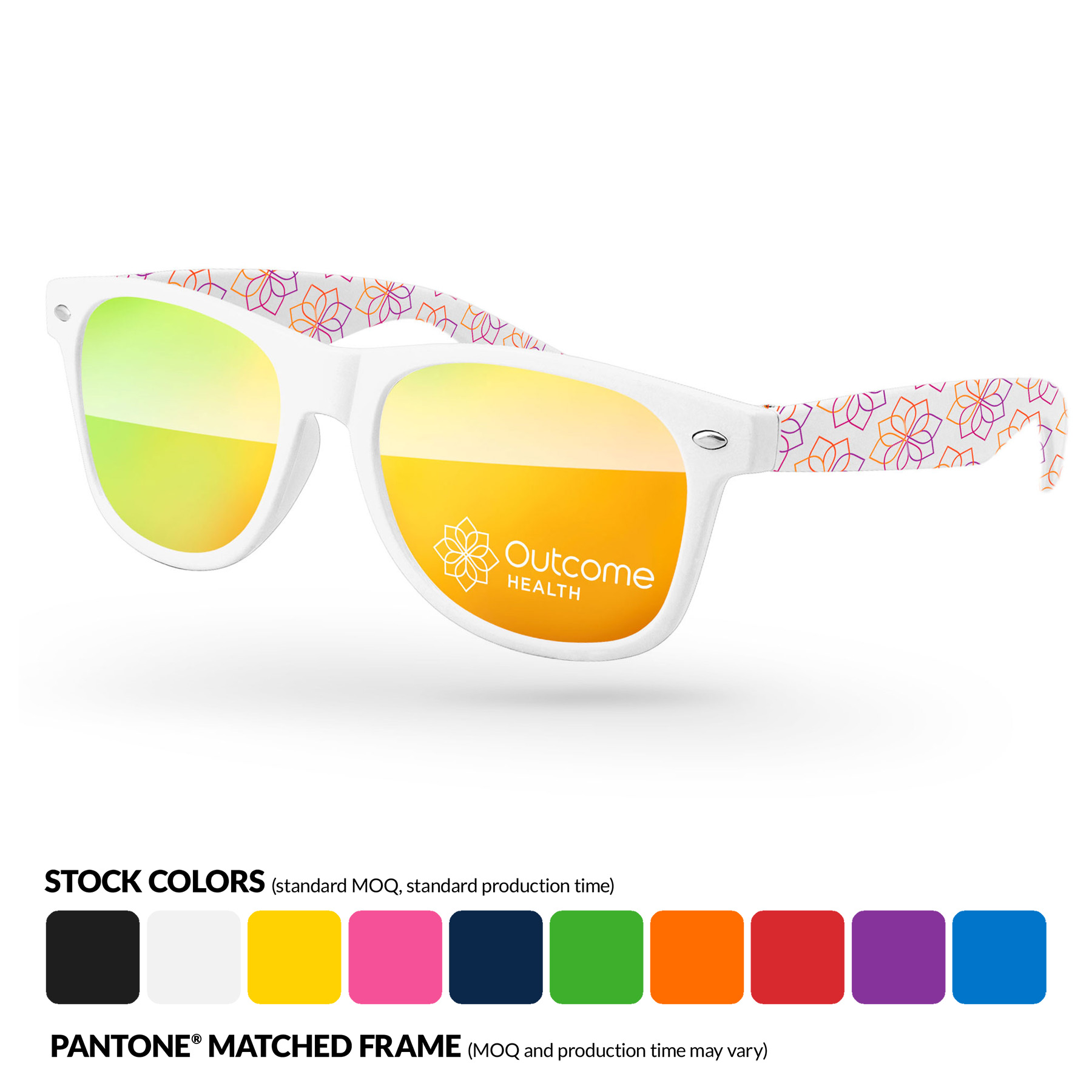 Retro Mirror Sunglasses w/ Lens Imprint & Full Color Arms Sublimation Wrap 10