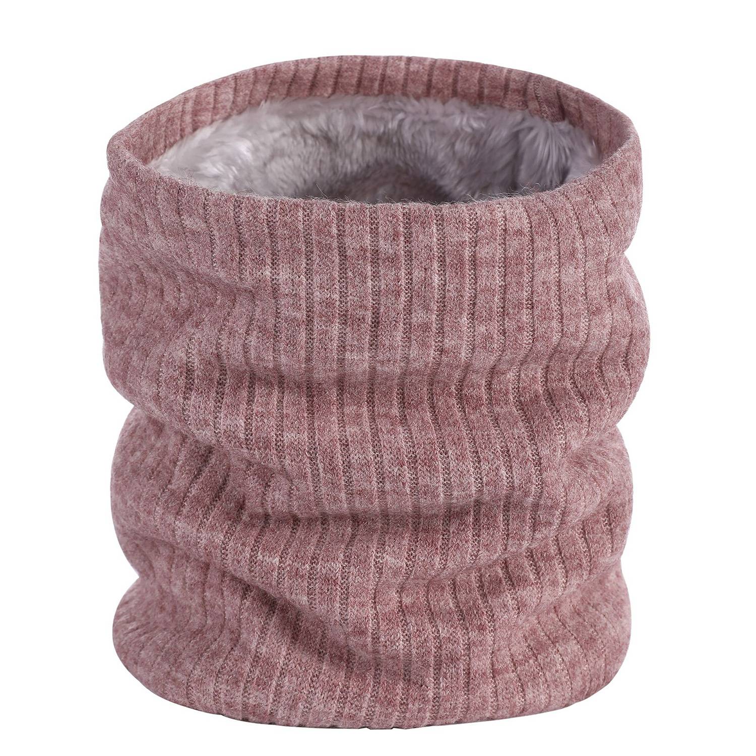 Winter Knitted Plush Lined Neck Warmer Scarf 34