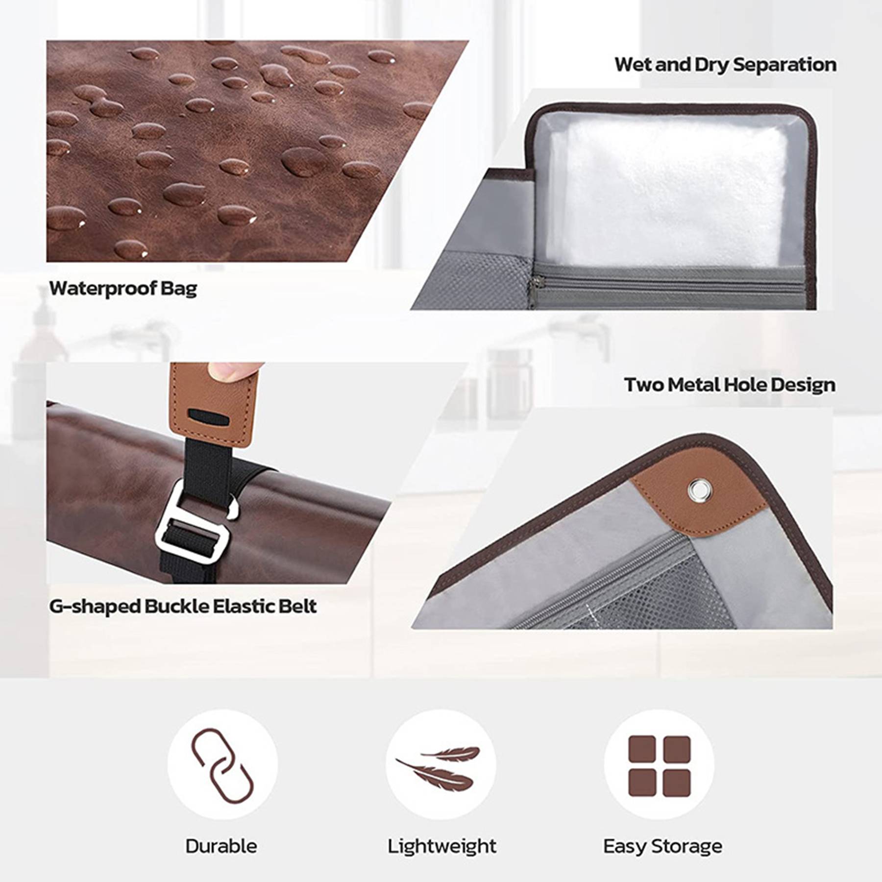 Men's Portable PU Leather Care Kit Toiletry Bag 2