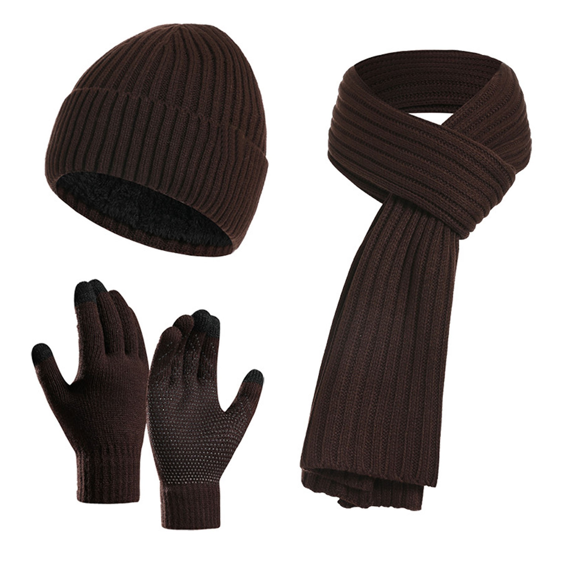 Knit Scarve Glove Hat Set 5