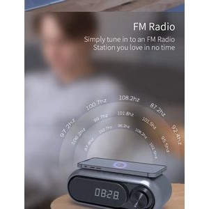 Bedside Radio Alarm Clock Speaker with QI Wireless Charger 6