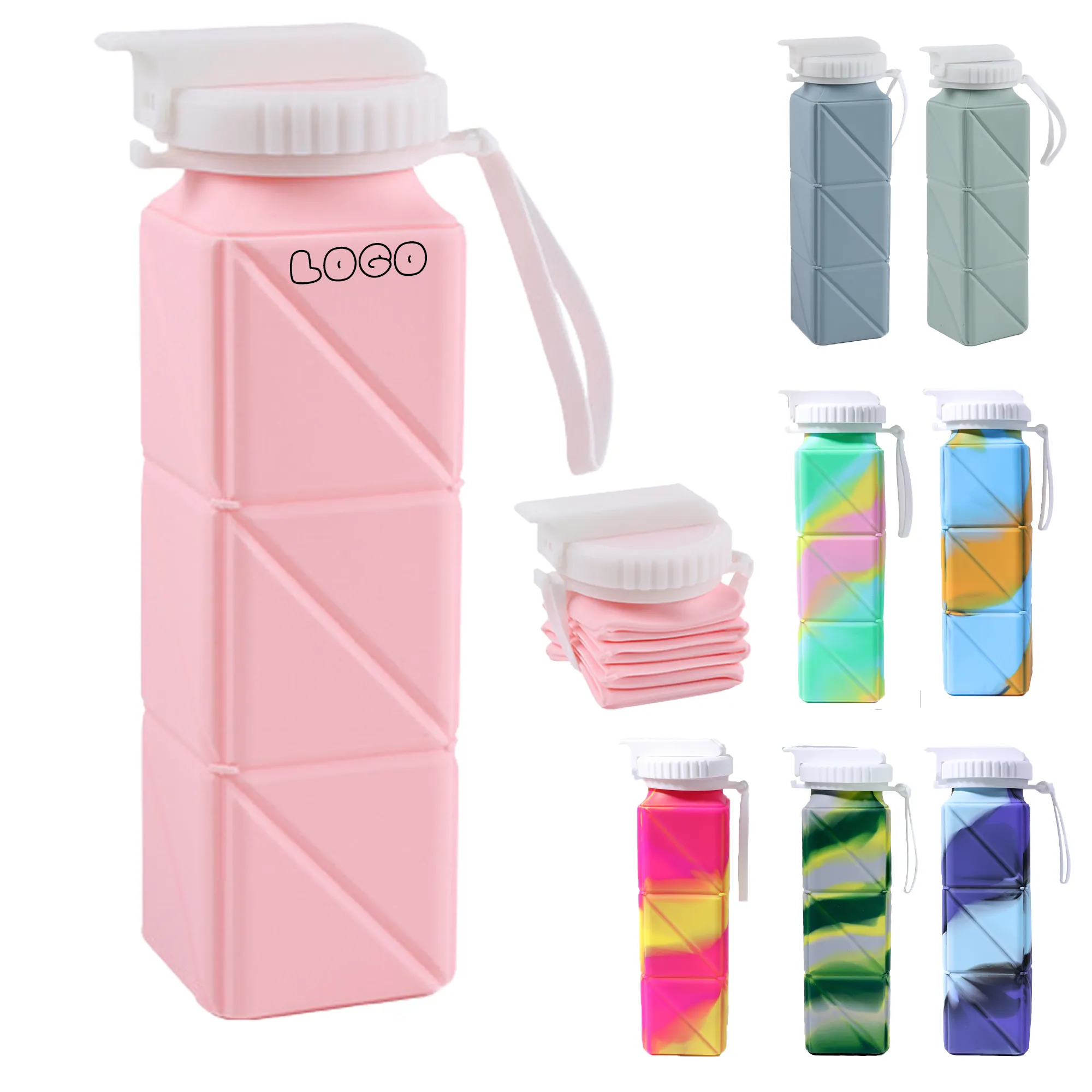 MOQ50 Foldable Silicone Water Bottle 1