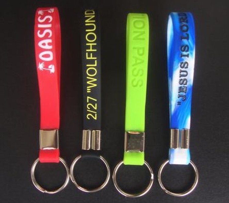 Debossed Silicone Wristband W/ Key Ring 2