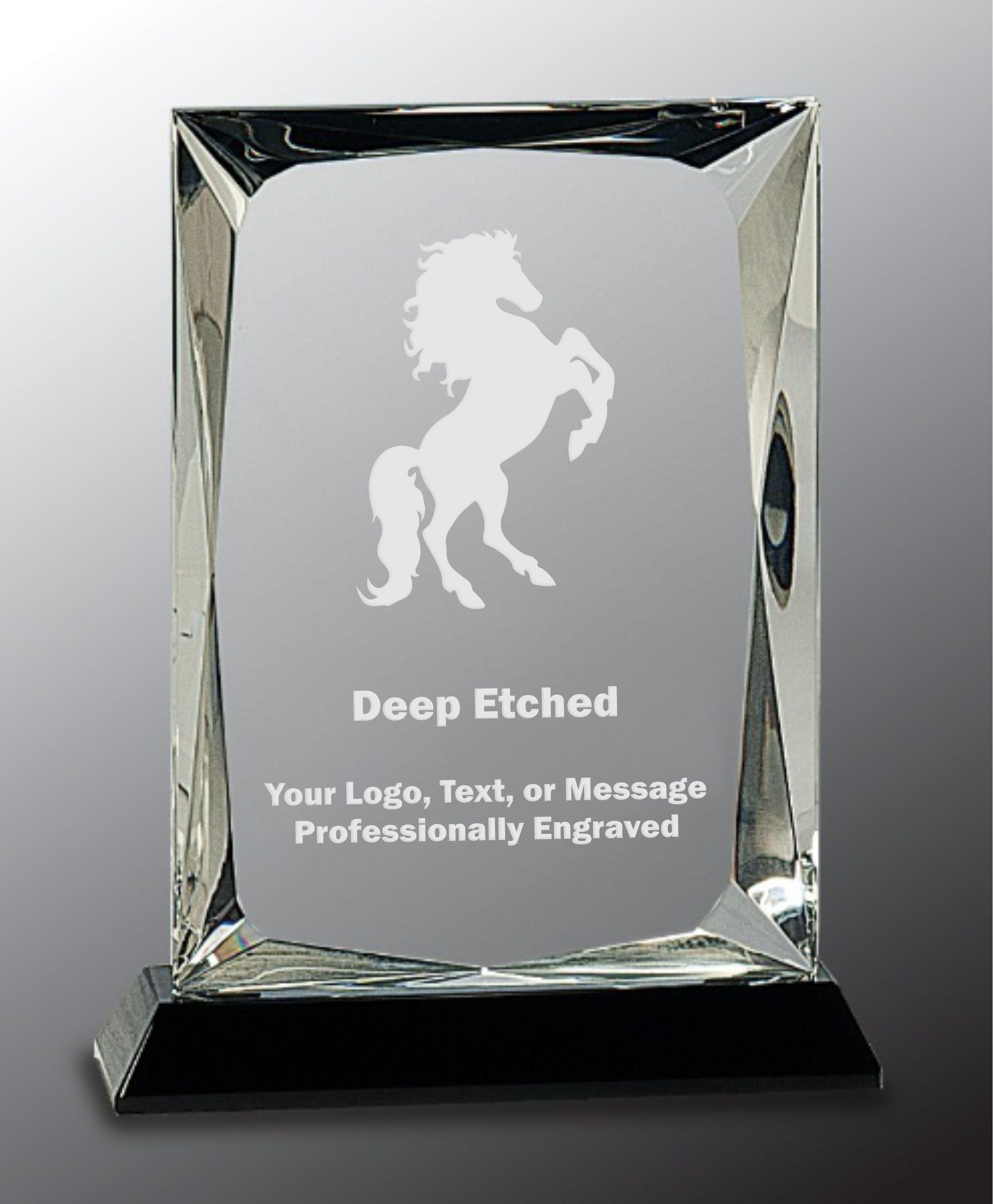7" Clear Crystal Rectangle Award on Black Base