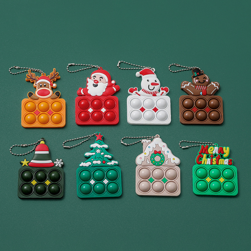 Silicone Christmas Mini Pop Bubble Fidget Toy Bubble Keychain 6