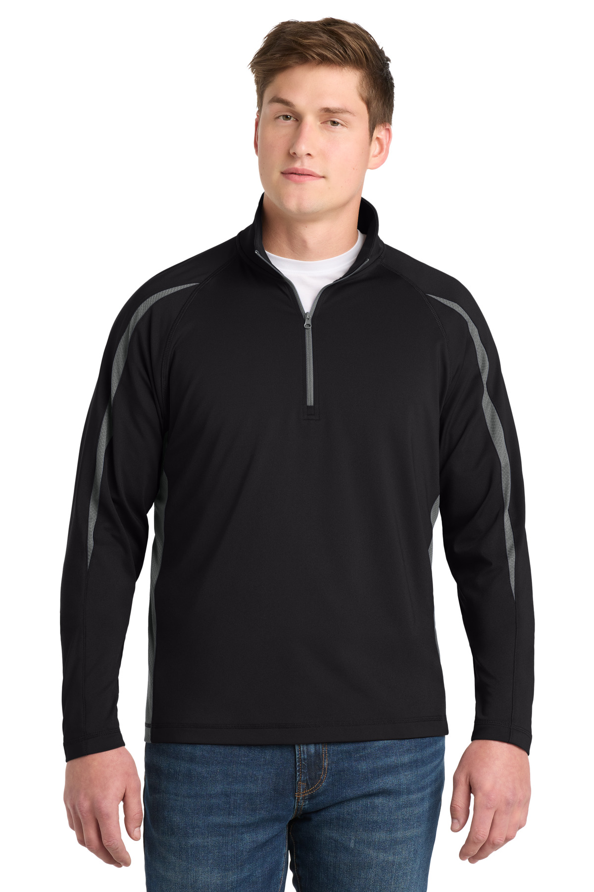 Sport-Tek Sport-Wick Stretch 1/4-Zip Colorblock Pullover. ST851, custom hoodie or sweatshirt with logo imprint 19