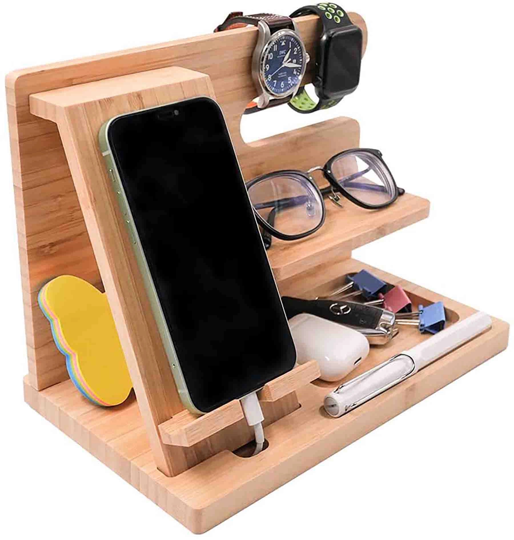 Wood Phone Docking Station Key Holder 12