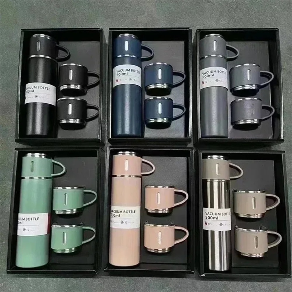 Stainless Steel Vacuum Insulated Bottle Mugs Office Gift Set 4