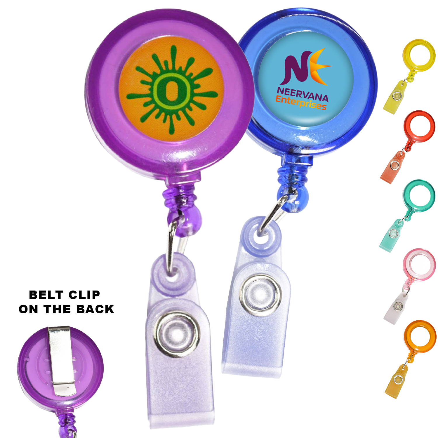 Transparent Round Badge Reel Holder w/ Match Color Strap 2