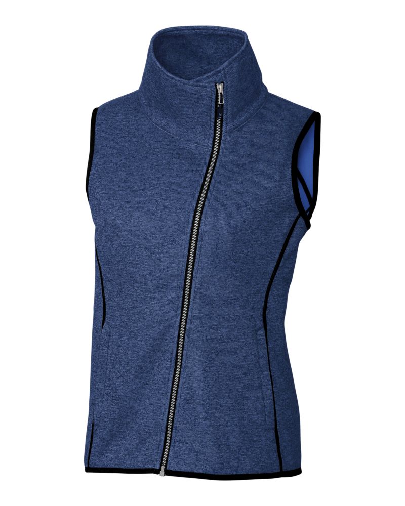 Cutter & Buck Mainsail Sweater-Knit Womens Full Zip Asymmetrical Vest 19