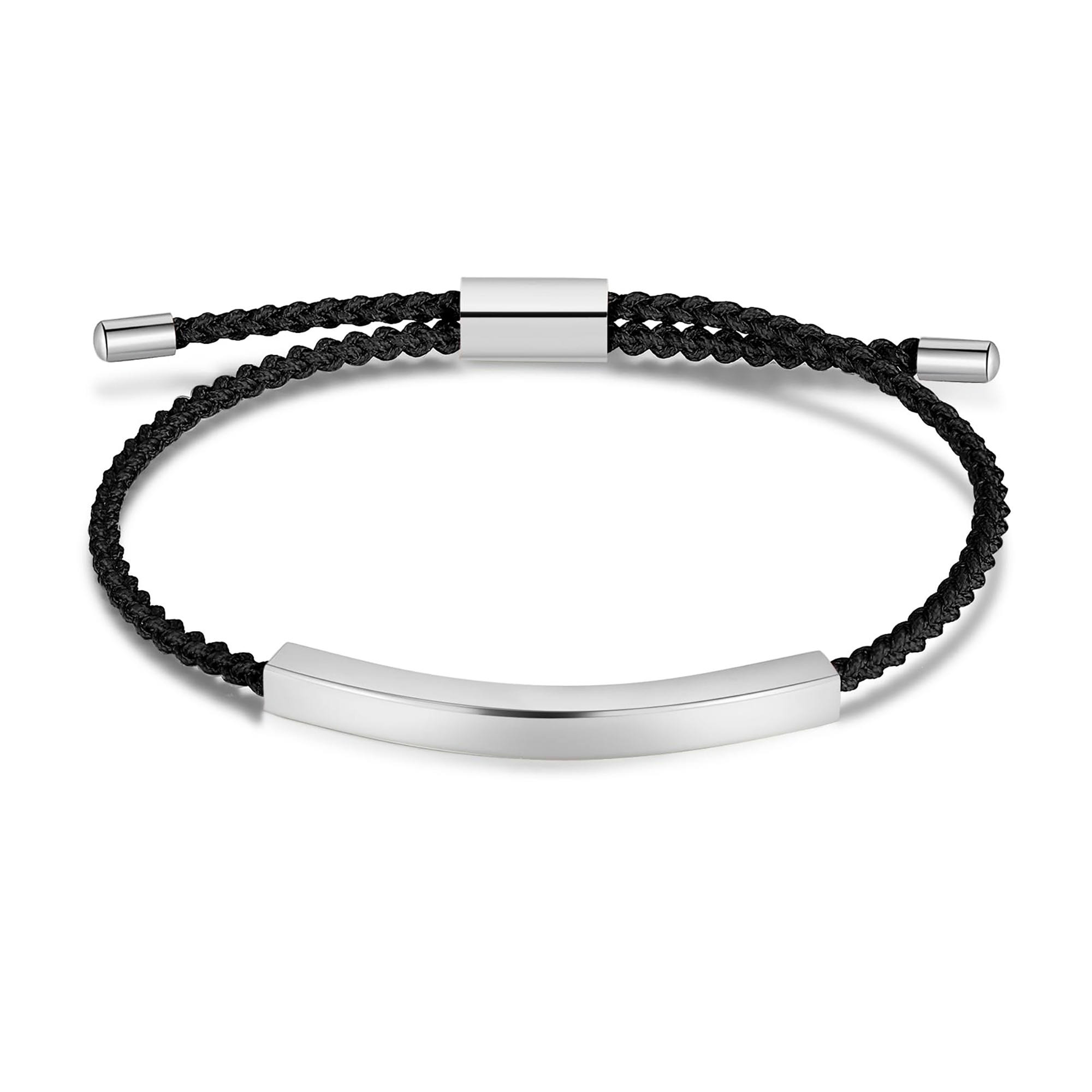 Adjustable Woven Cord Stainless Steel Bracelet 2