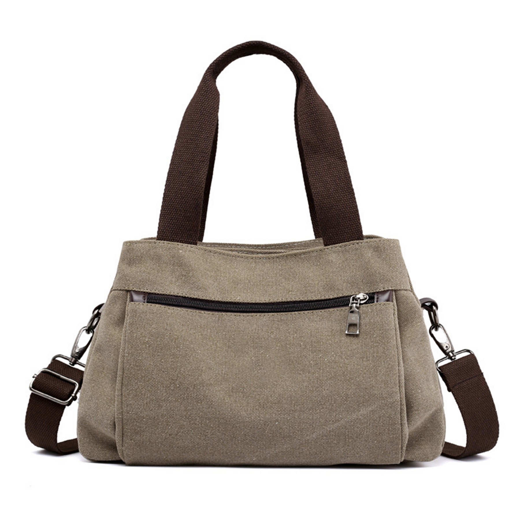 Zippered Canvas Tote Bag With Shoulder Strap 8