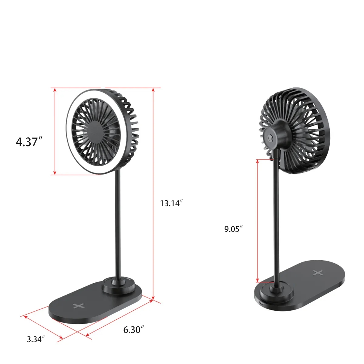 Portable Foldable LED Desk Fan with Wireless Charging Base 3