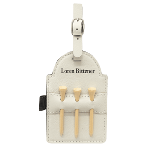5" X 3 1/4" Laserable Leatherette Golf Bag Tag With 3 Wooden Tees 2