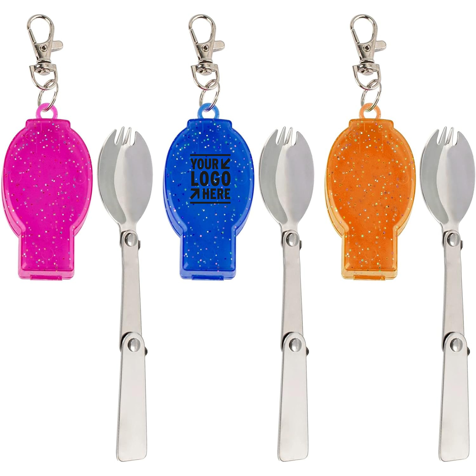 Foldable Travel Muti-Function Stainless Steel Spork Spoon Flatware Cutlery with Carrying Case 2
