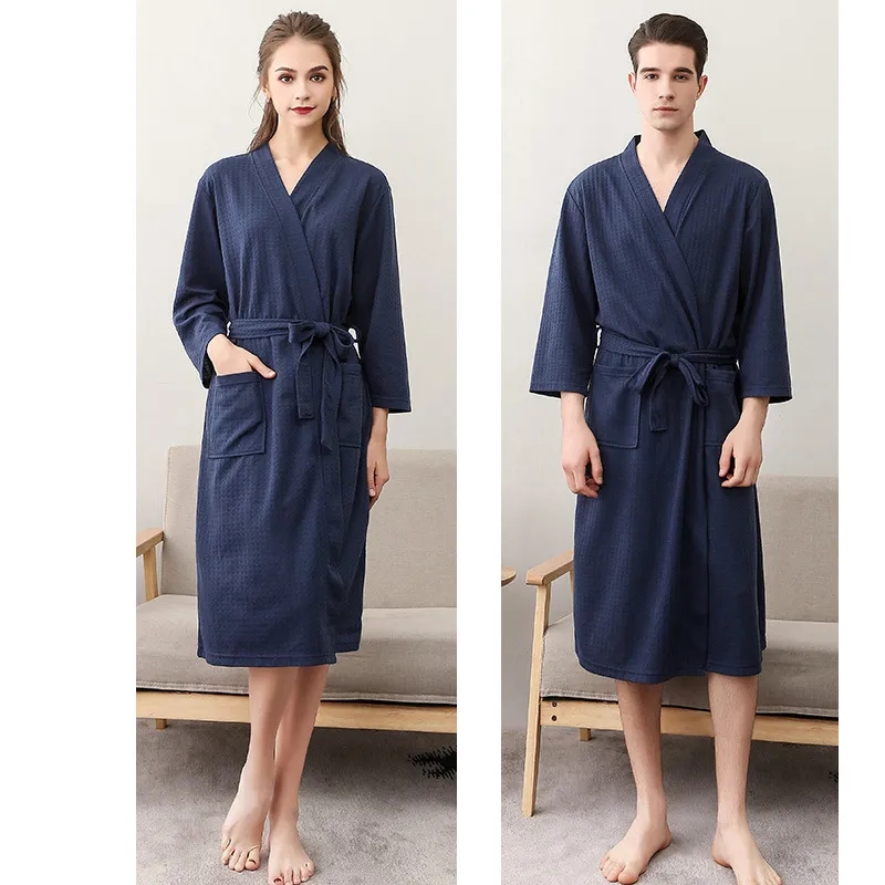 3/4 Sleeve Waffle Robe Unisex 1