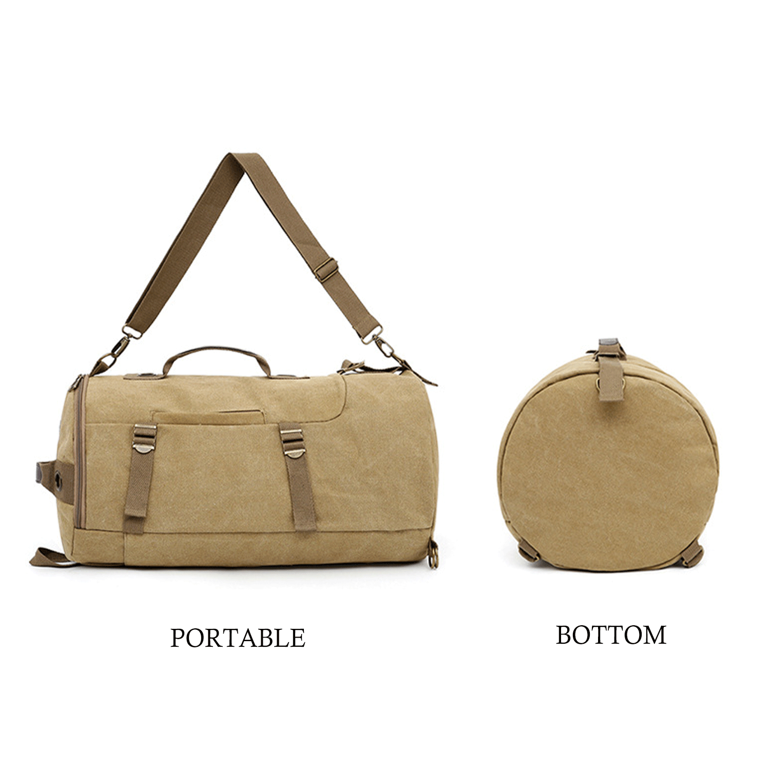 Multi-function Vintage Canvas Portable Backpack Duffel Bag 5