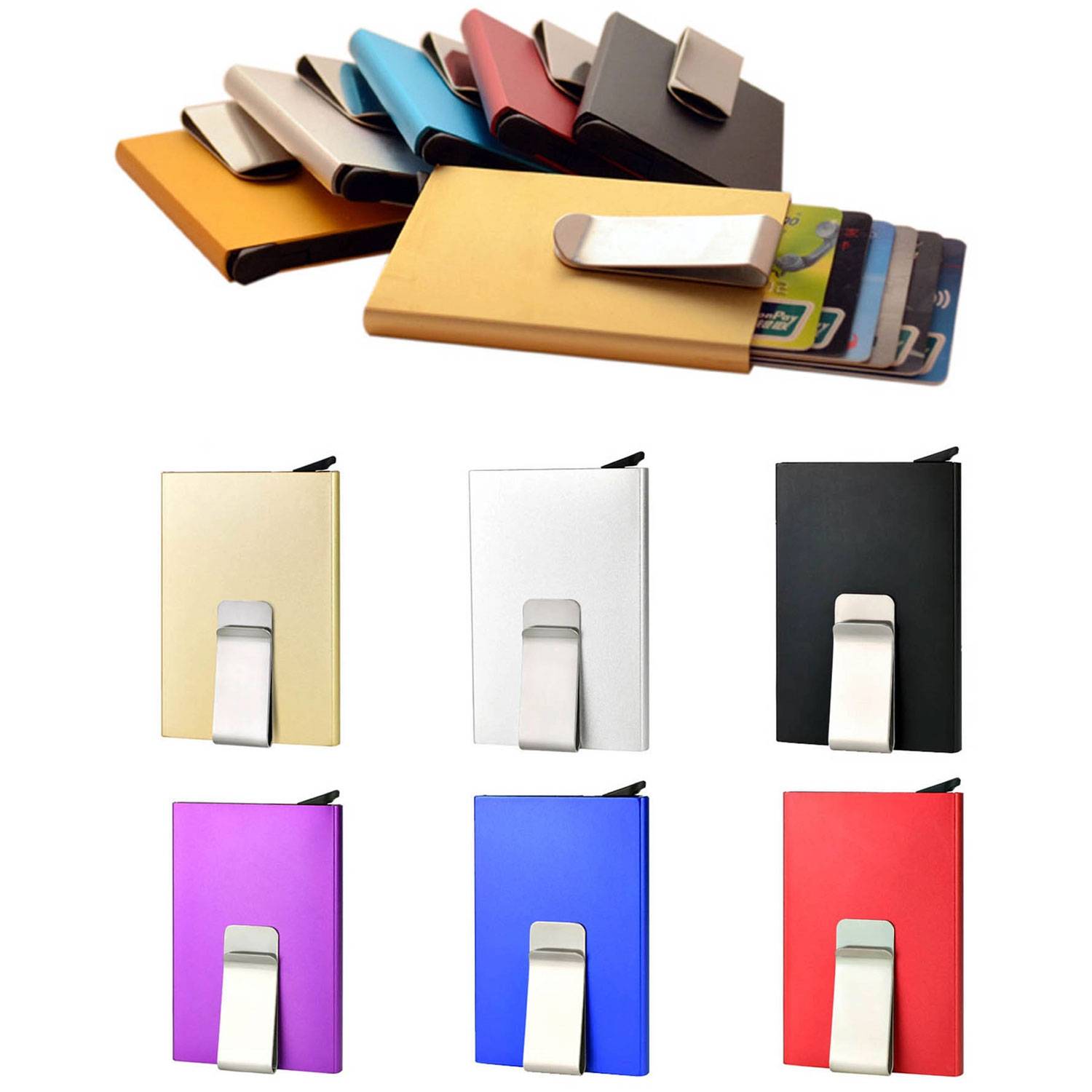 RFID Credit Card Holder for Men Money Clip Aluminum Metal 8
