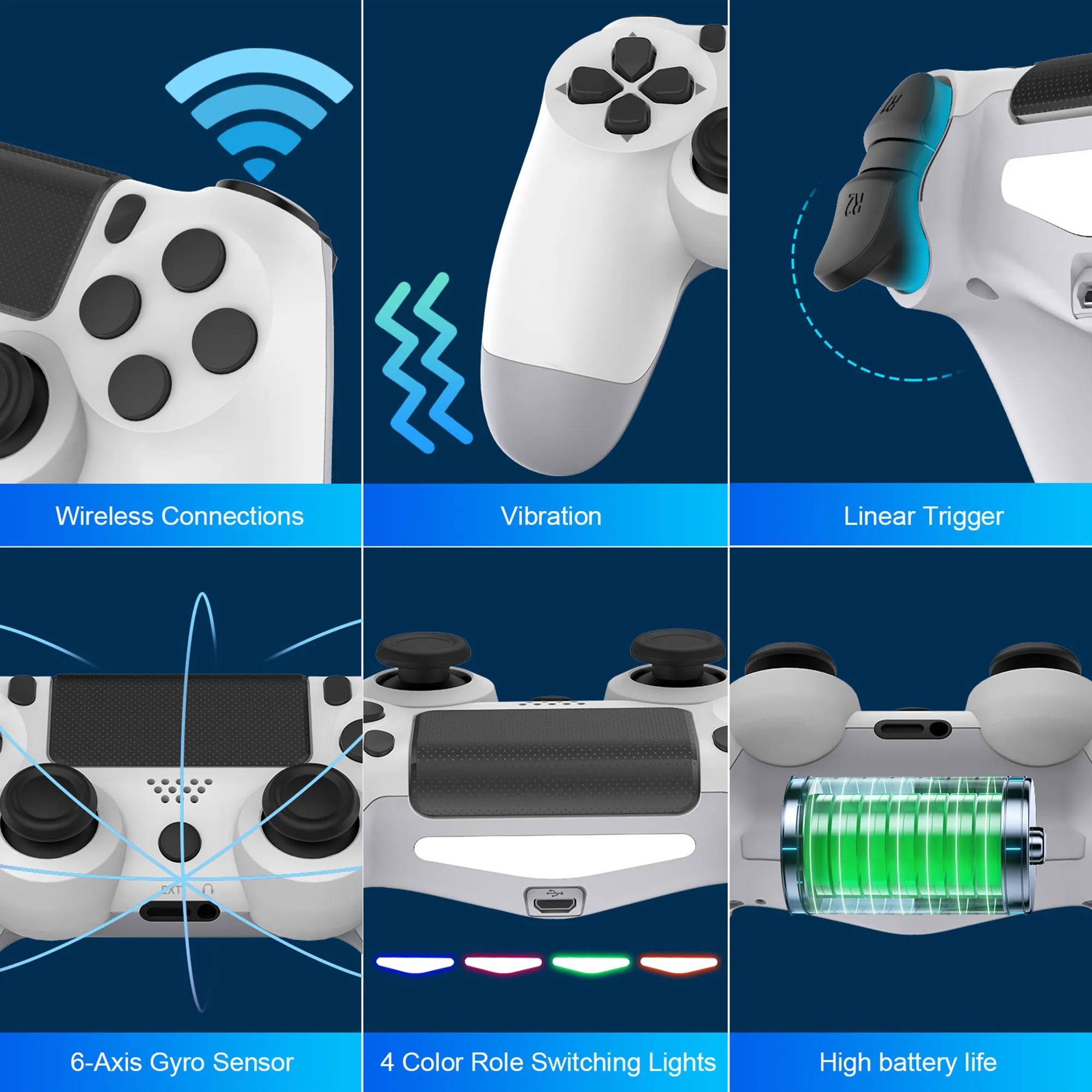 Pro Wireless PS4 Controller With Six-Axis Dual Vibration 6