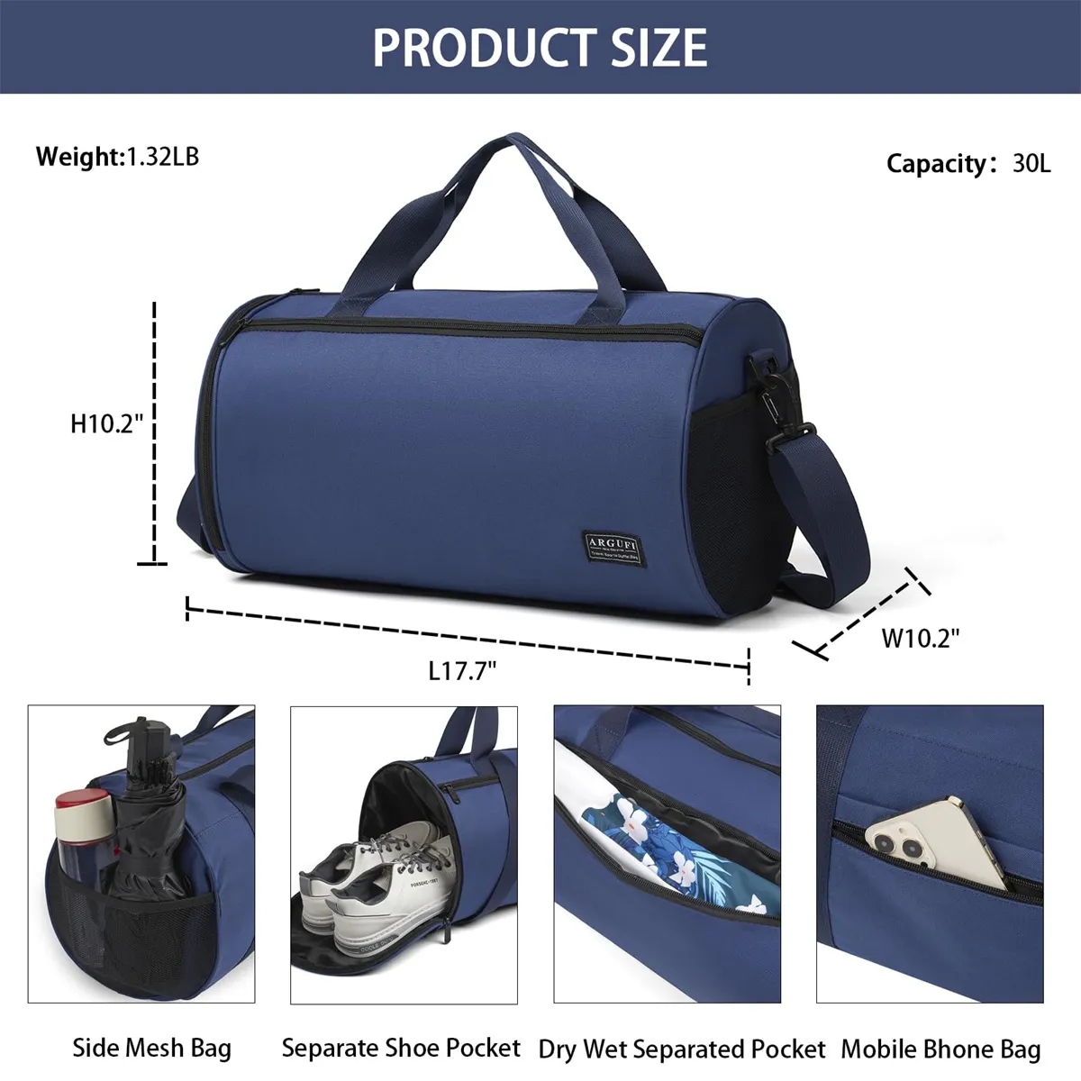Travel Gym Duffel Bag with Shoes Compartment 8