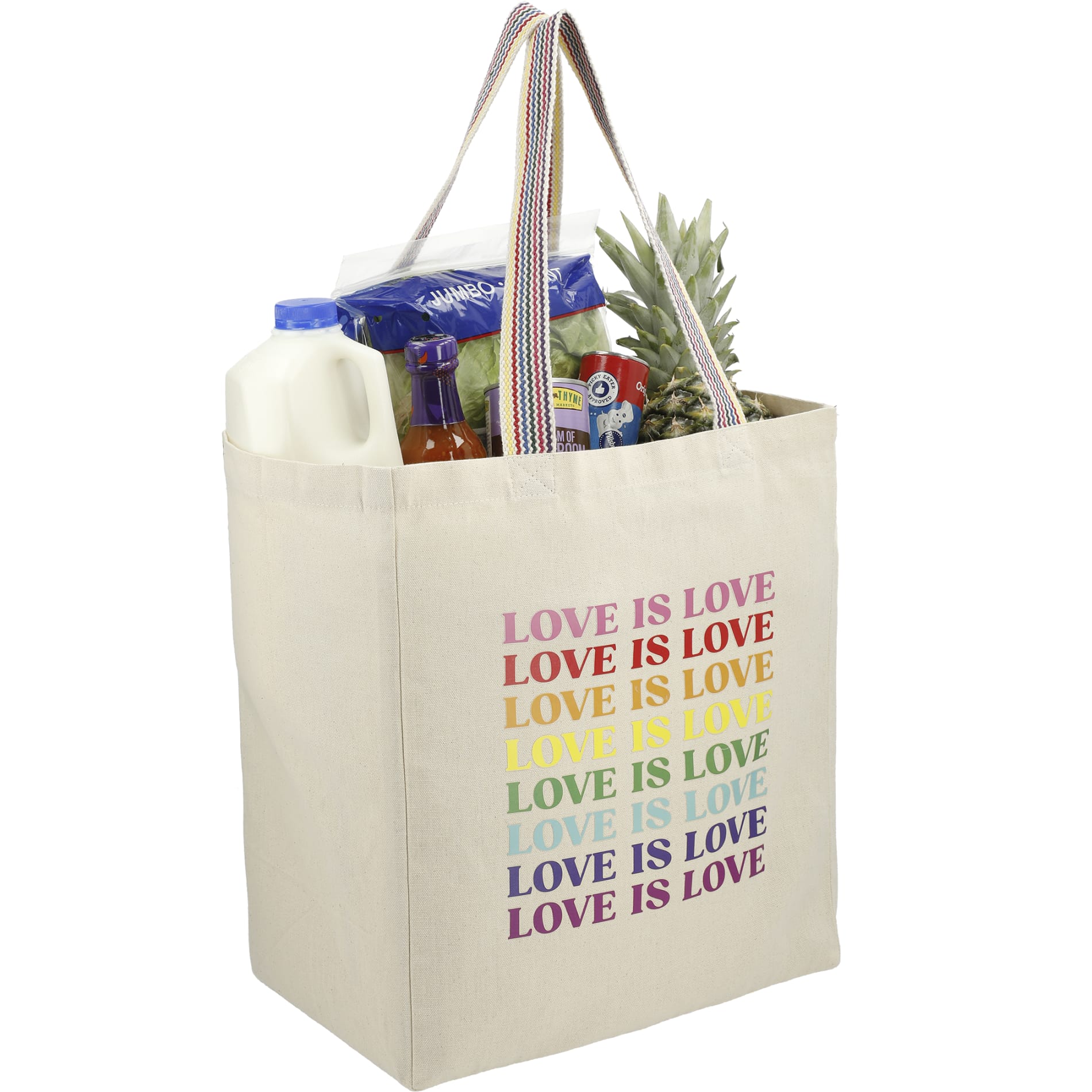 Rainbow Recycled 6oz Cotton Grocery Tote 13