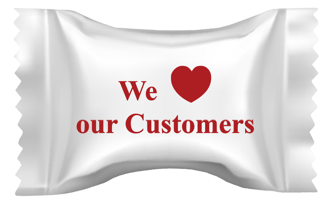 Pink Buttermints Cool Creamy Mint in a We Love Our Customers Wrapper 1