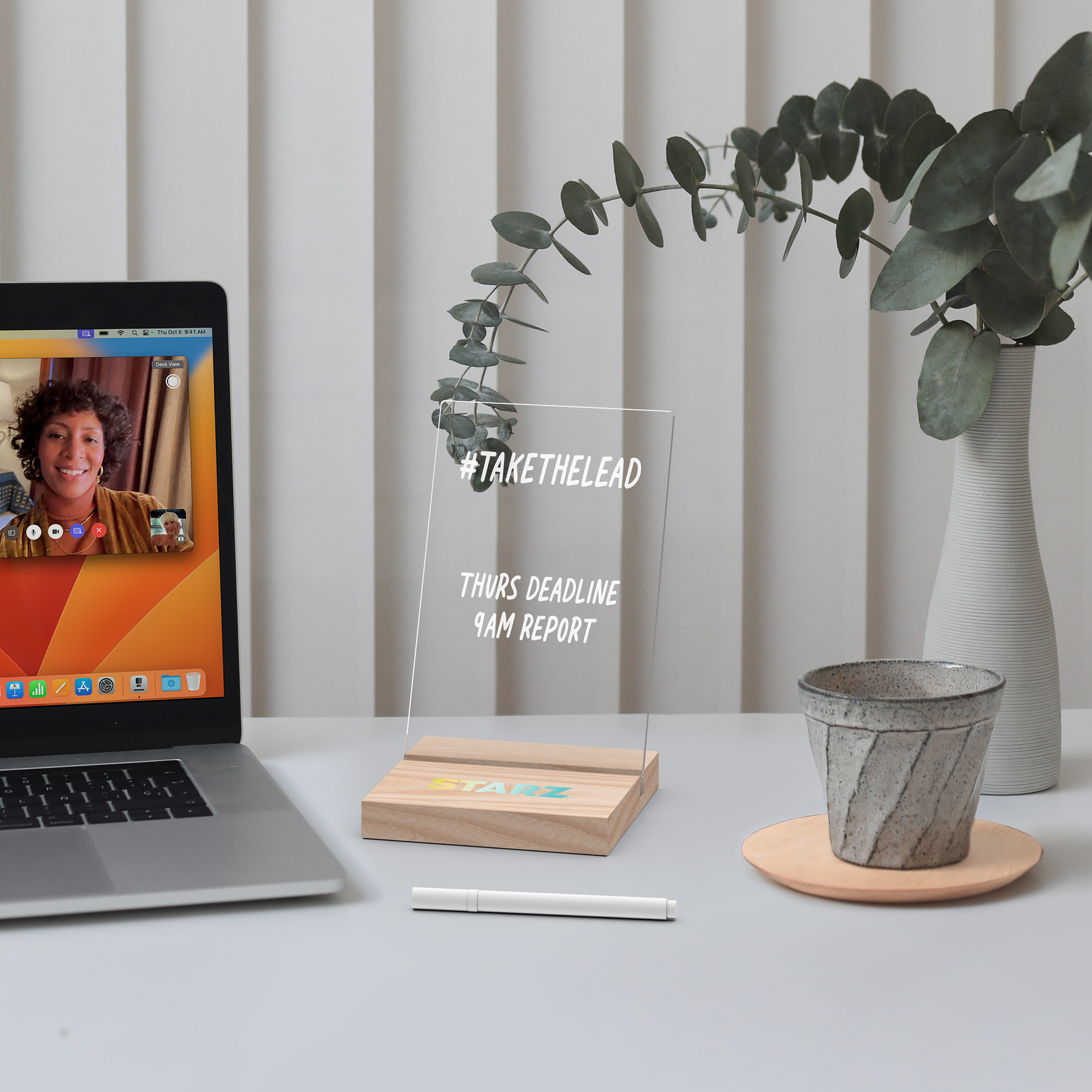 ClearPad Eco : Reusable transparent memo pad with maple wood base 2