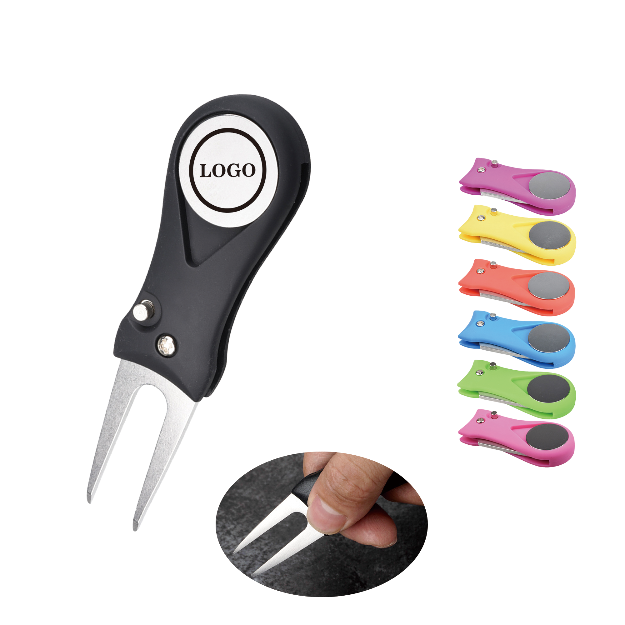 Foldable Golf Ball Marker Switchblade Divot Tool Pitch Fix 1