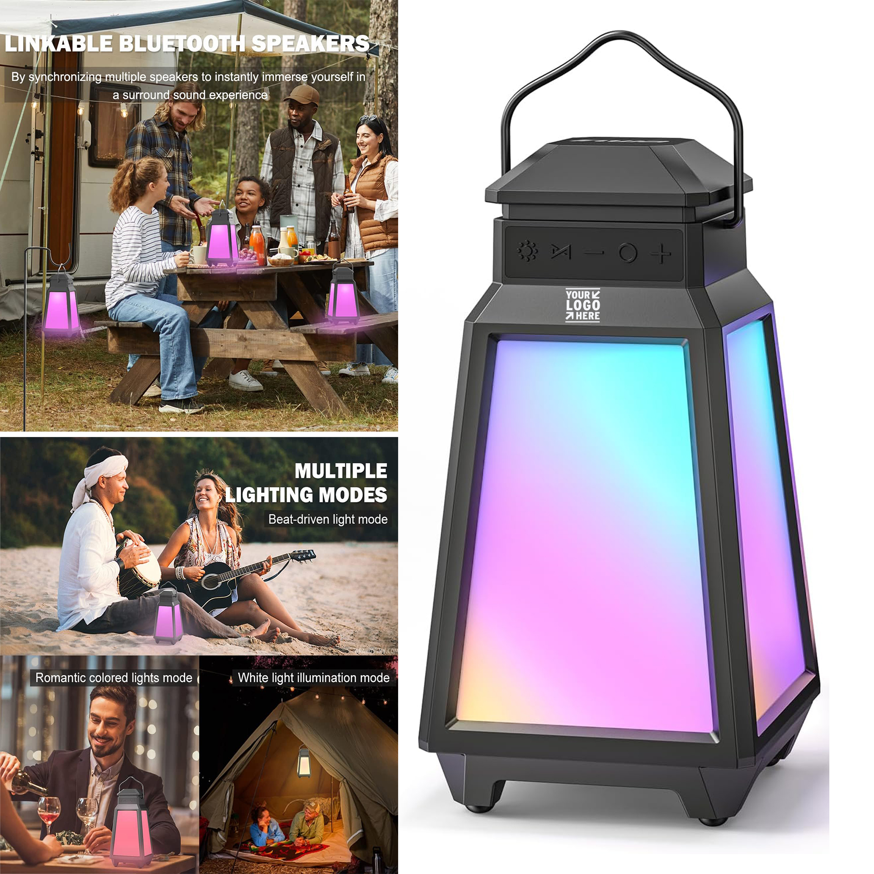 Outdoor Seamlessly To Phone TV Box IPX5 Waterproof Bluetooth Night Light Wireless Speakers 1