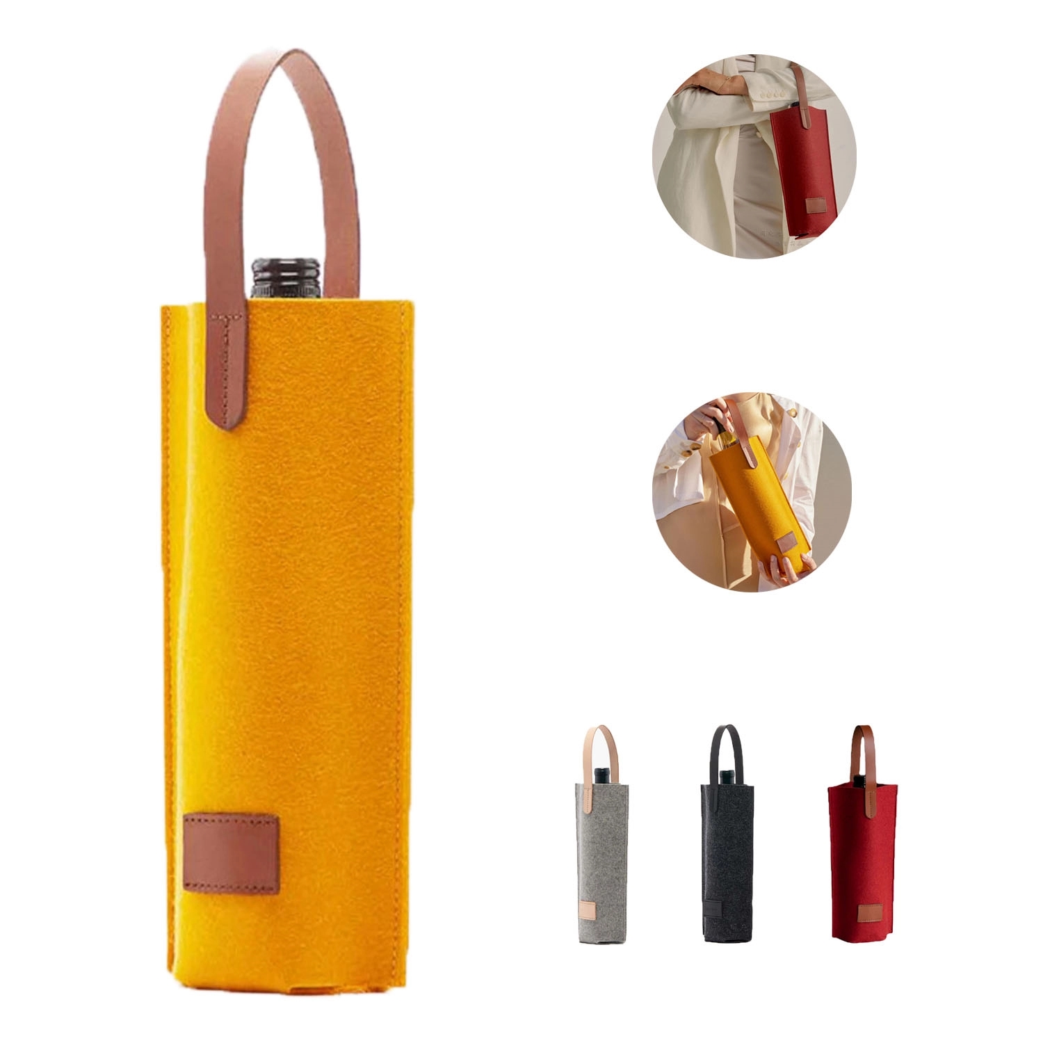 Felt Wine Glass Bottle Bag W/Handle 3