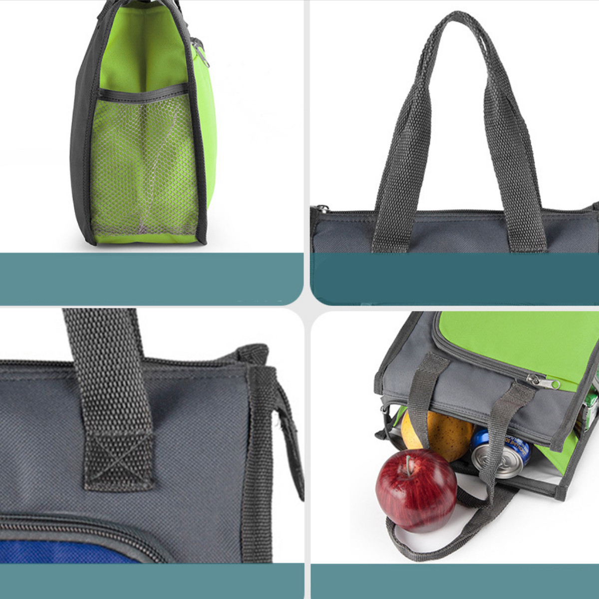Portable Insulated Lunch Cooler Bag with Front & Mesh Pocket 6