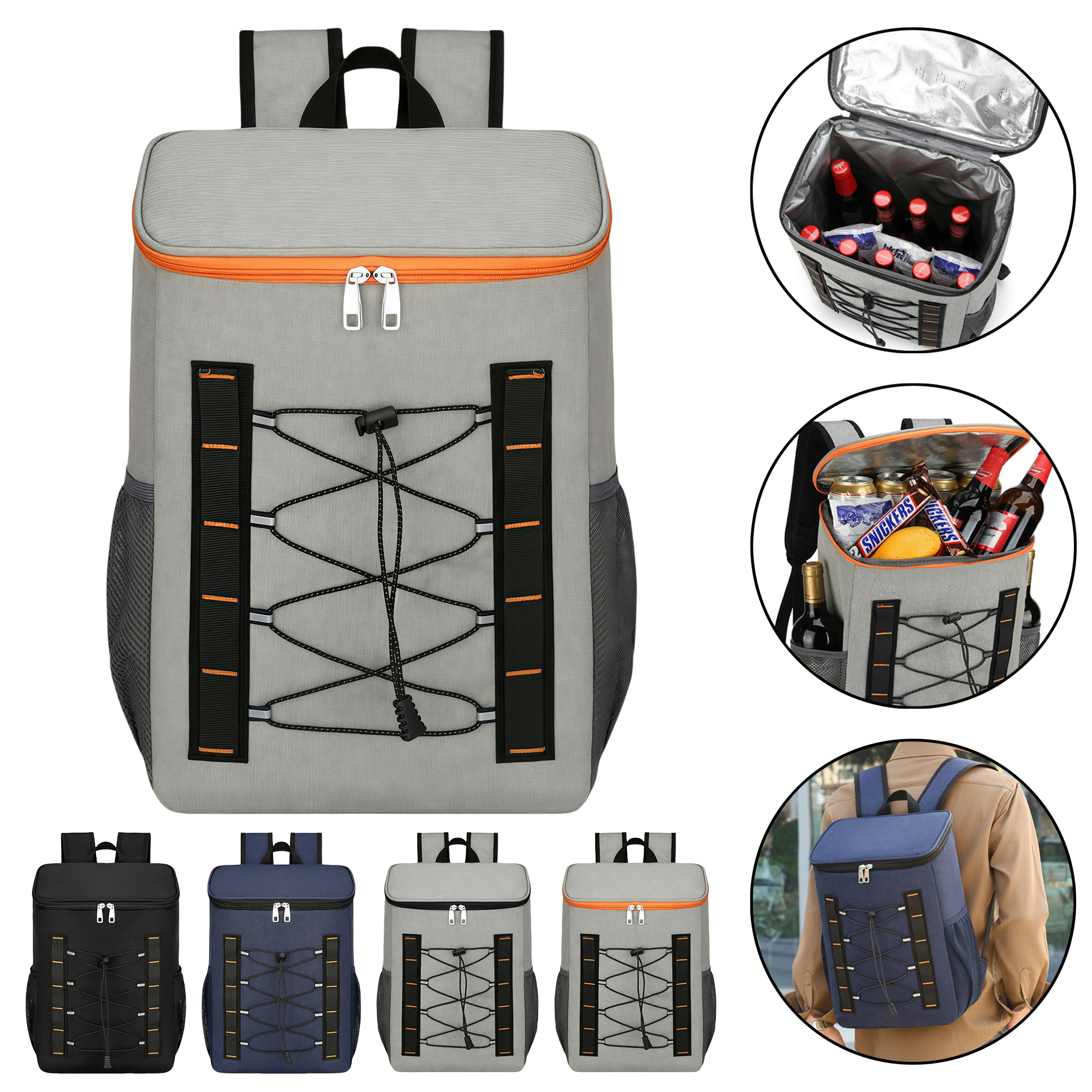 Large Capacity Camping Picnic Cooler Backpack, New Double Layer Insulated Outdoor Backpack with Mult 6