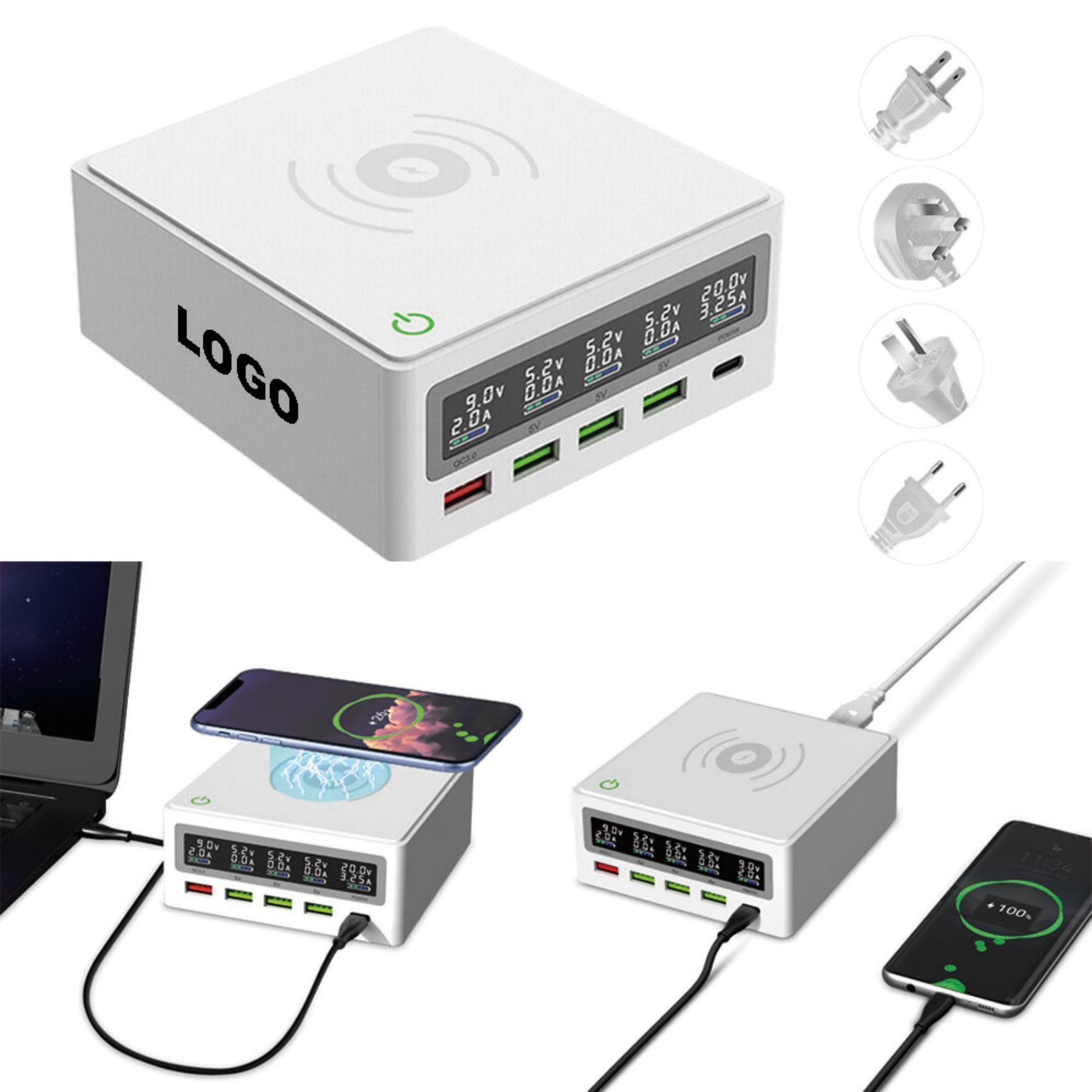 Multi-port USB Wireless Fast Charger Station