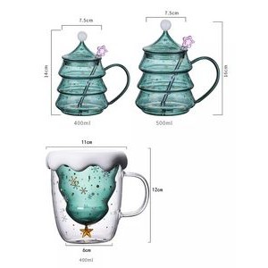 Christmas Tree Double Wall Insulated Glasses Tea Cup 4