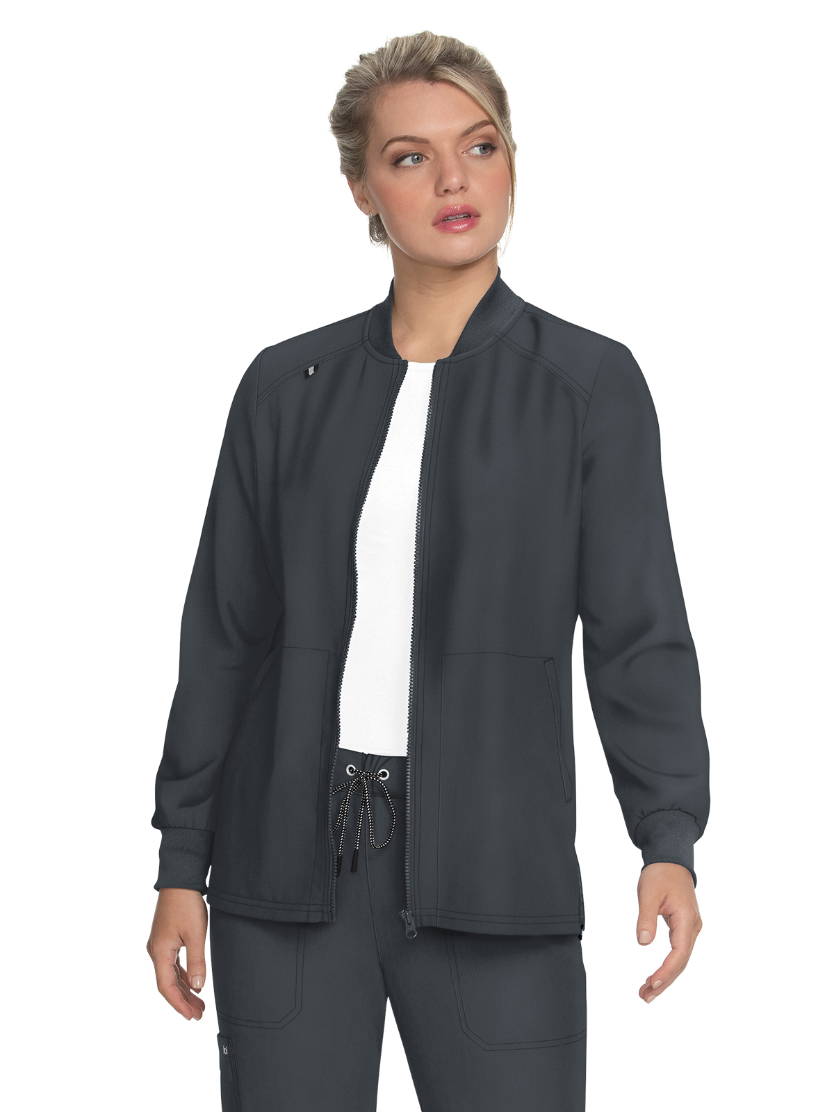 koi - Next Gen - Women's Four-Pocket Zipper Front Stretch Always in Motion Jacket 1