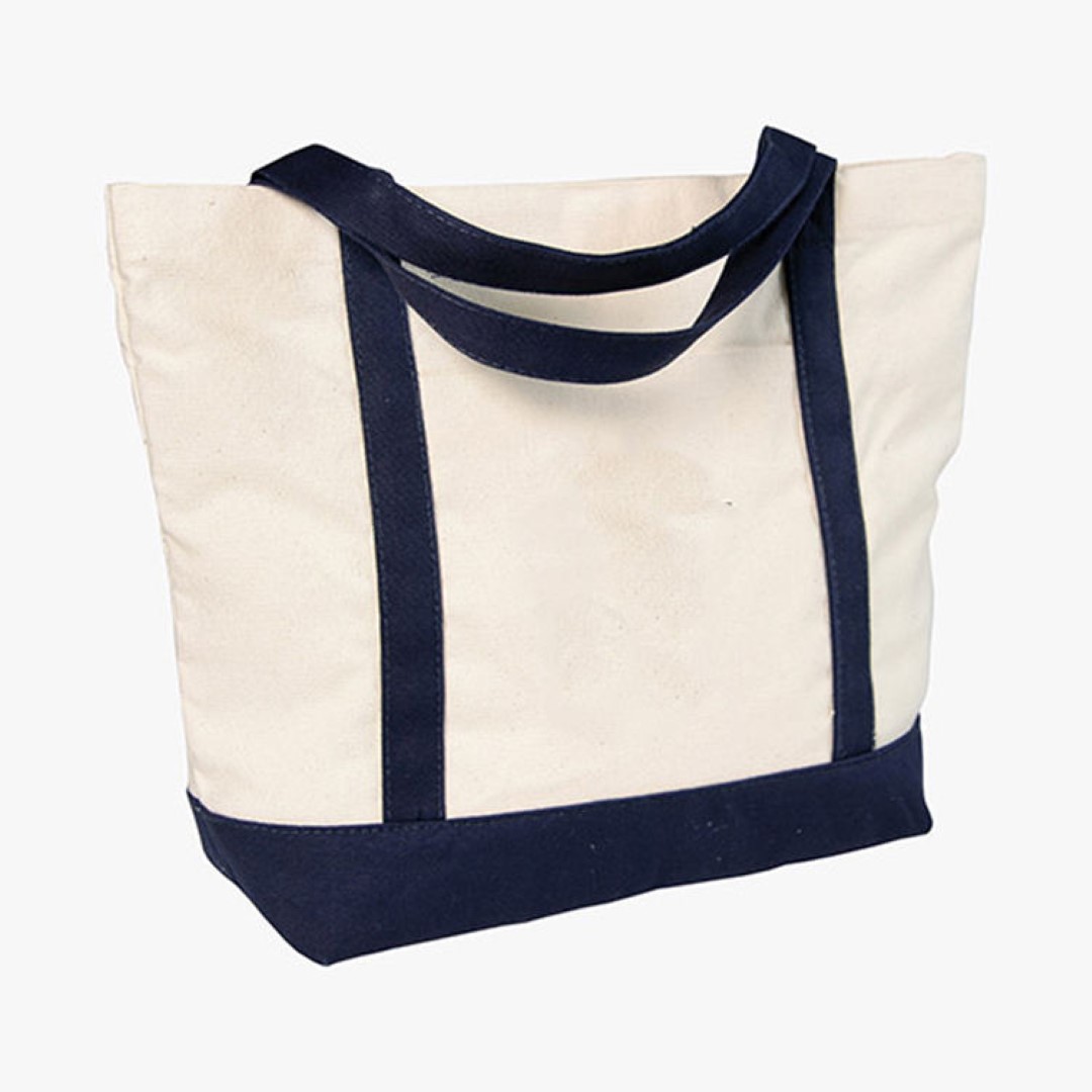 Top Zippered Canvas Striped Beach Bag 2