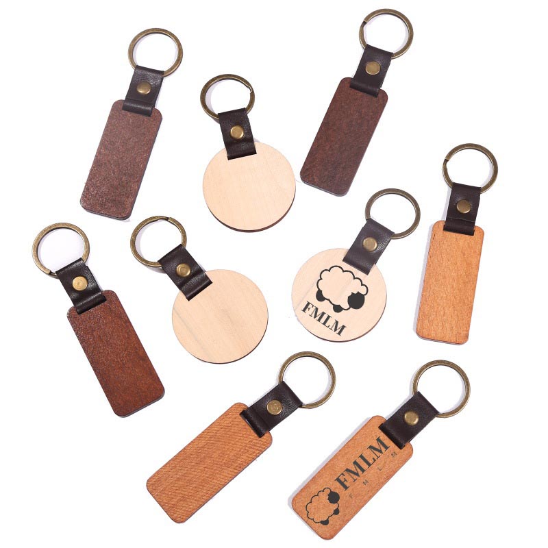 Engraved Wooden w/ Leather Keychain 2