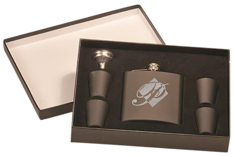 Black Flask Set in Presentation Box 2