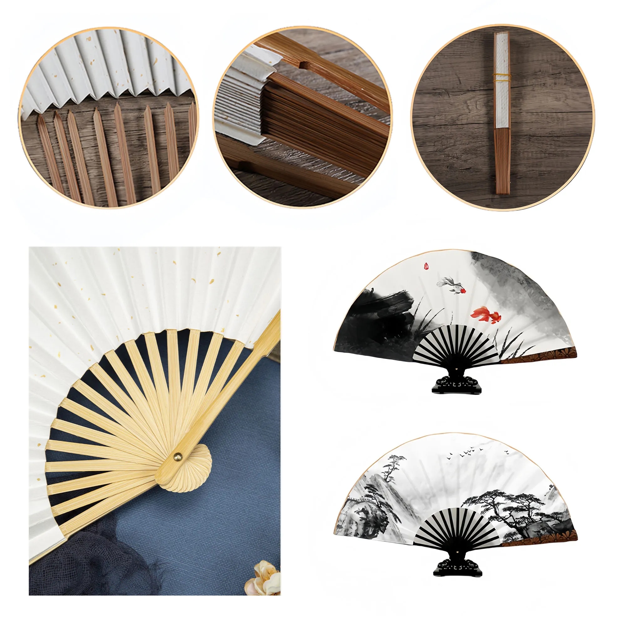 Traditional Handmade Oil Fan With Silk Painting Surface 1