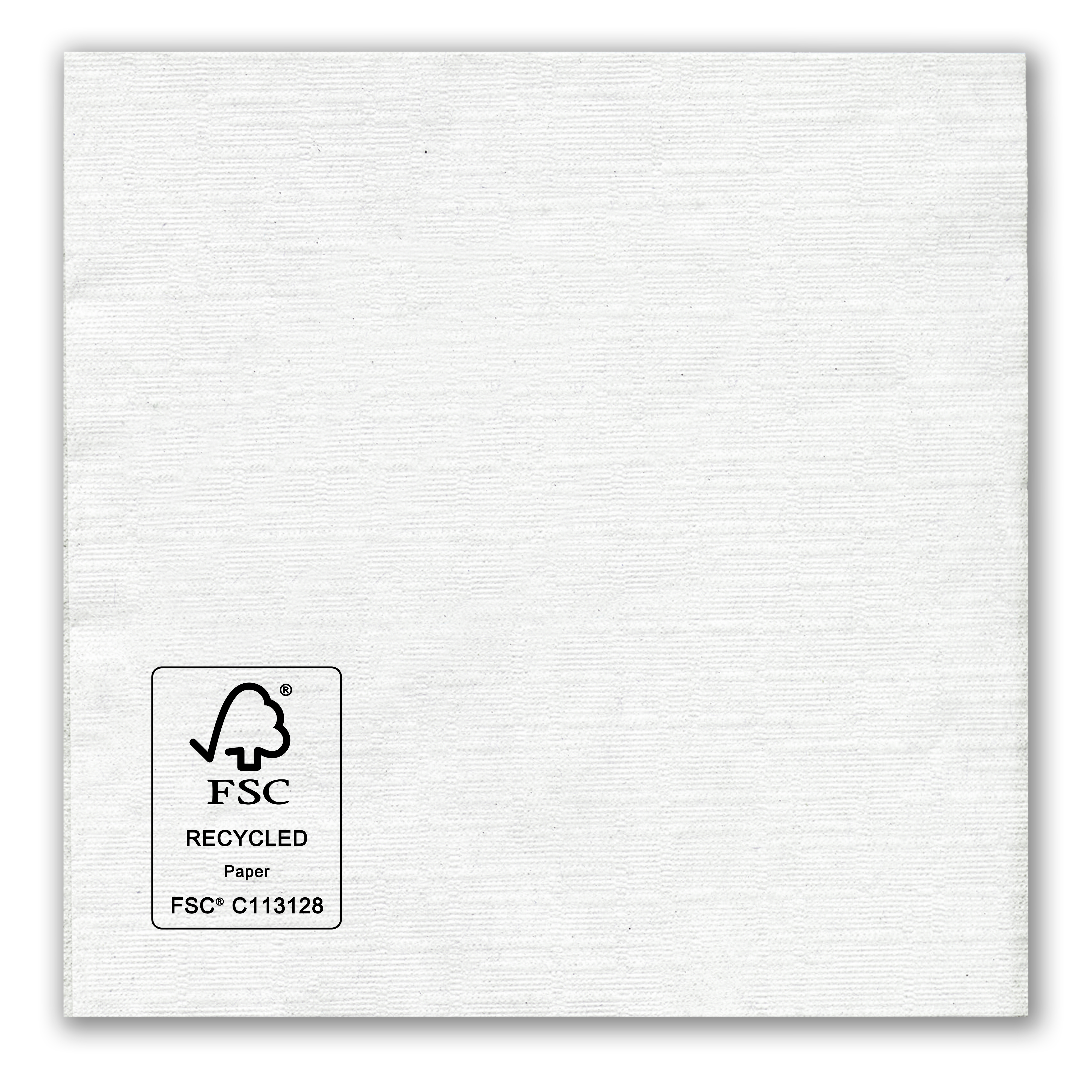 1-Ply White Beverage Napkin - Linen Embossed, FSC Certified 2