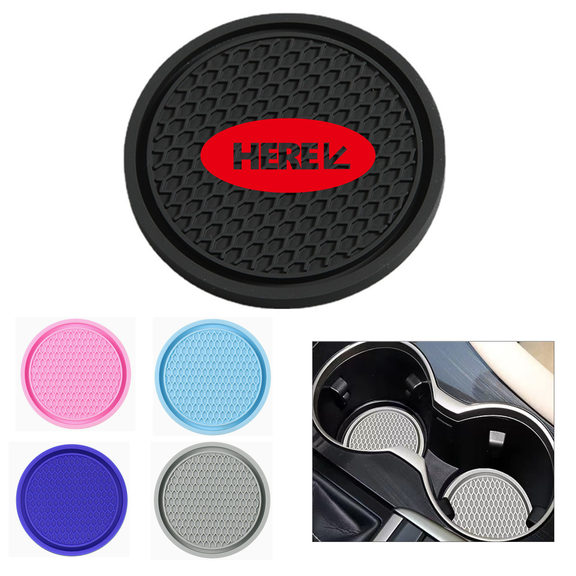 Solid Color PVC Soft Rubber Car Coaster 2