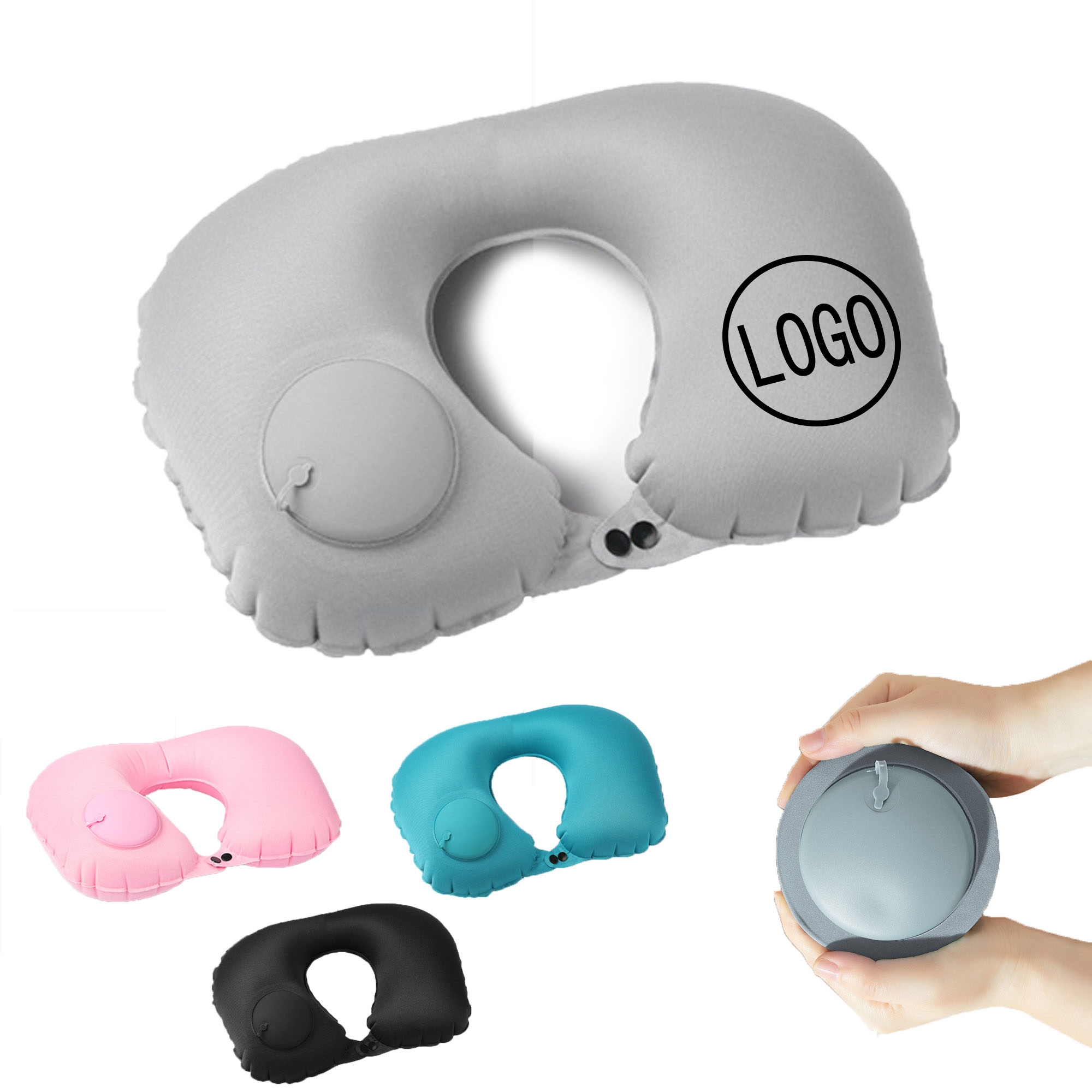 Custom Logo U Shaped Inflatable Neck Pillow 8