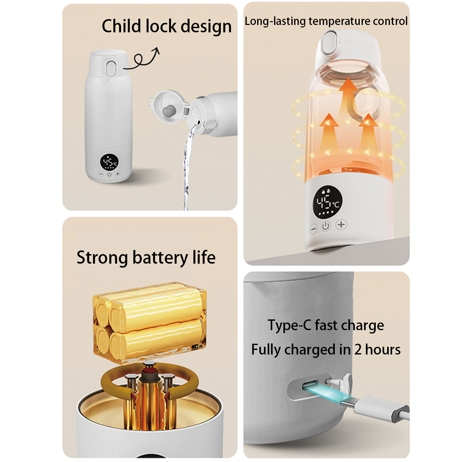 17 oz Rechargeable Baby Milk Warmer with Temperature Display 3