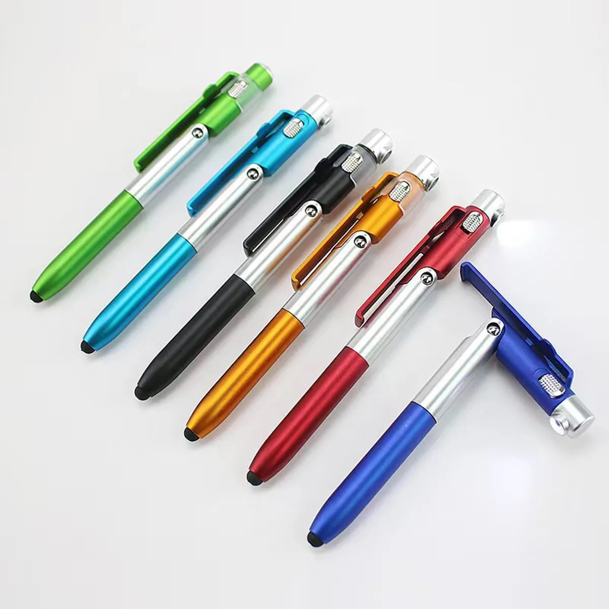 Folding Ballpoint Stylus Touch Pen Flashlight Phone Holder 7